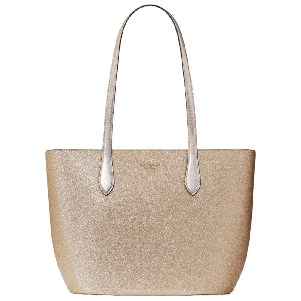 Kate Spade Glimmer Large Top Zip Tote Shoulder Bag Gold Glitter NWT